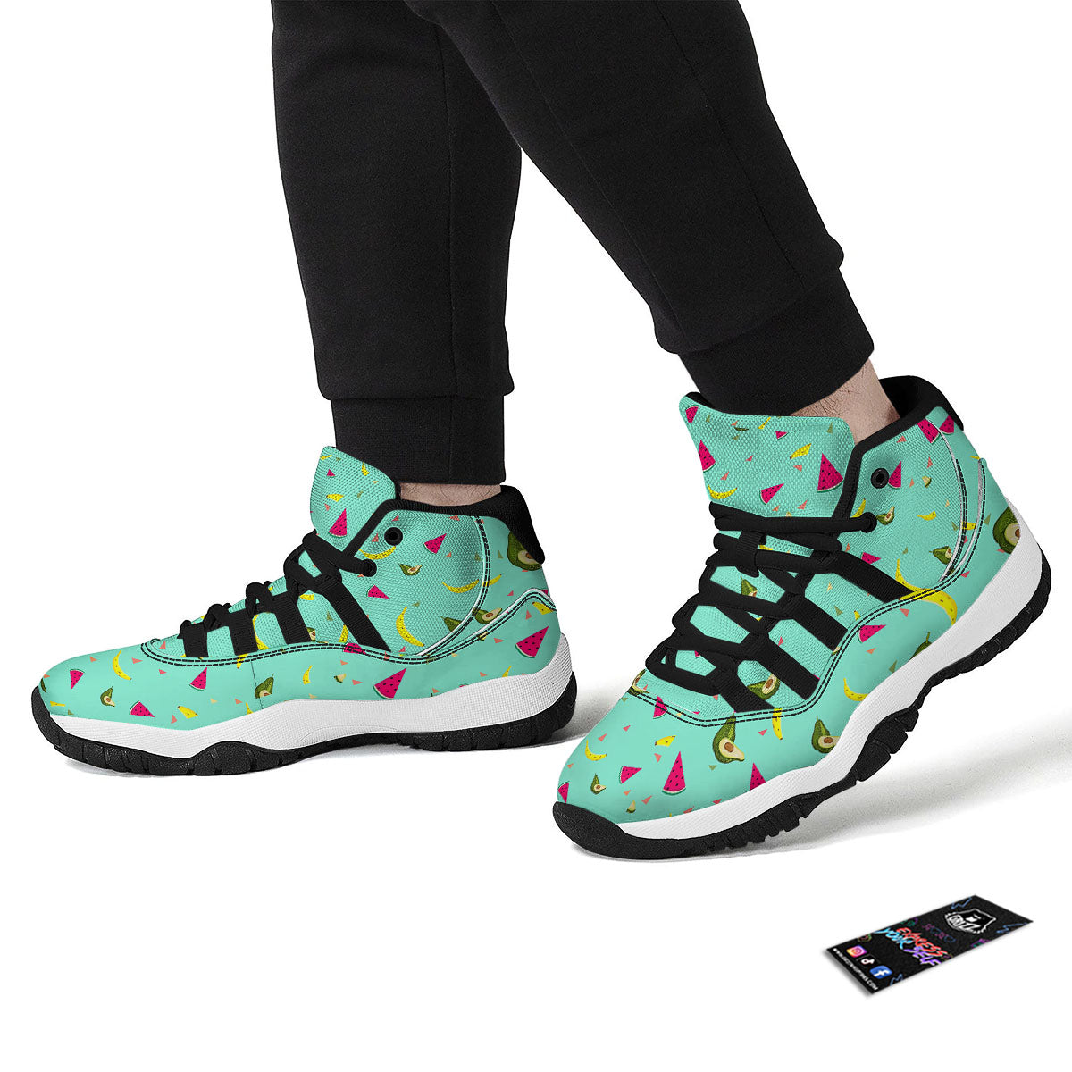 Avocado Mix Fruit Black Bball Shoes-grizzshop