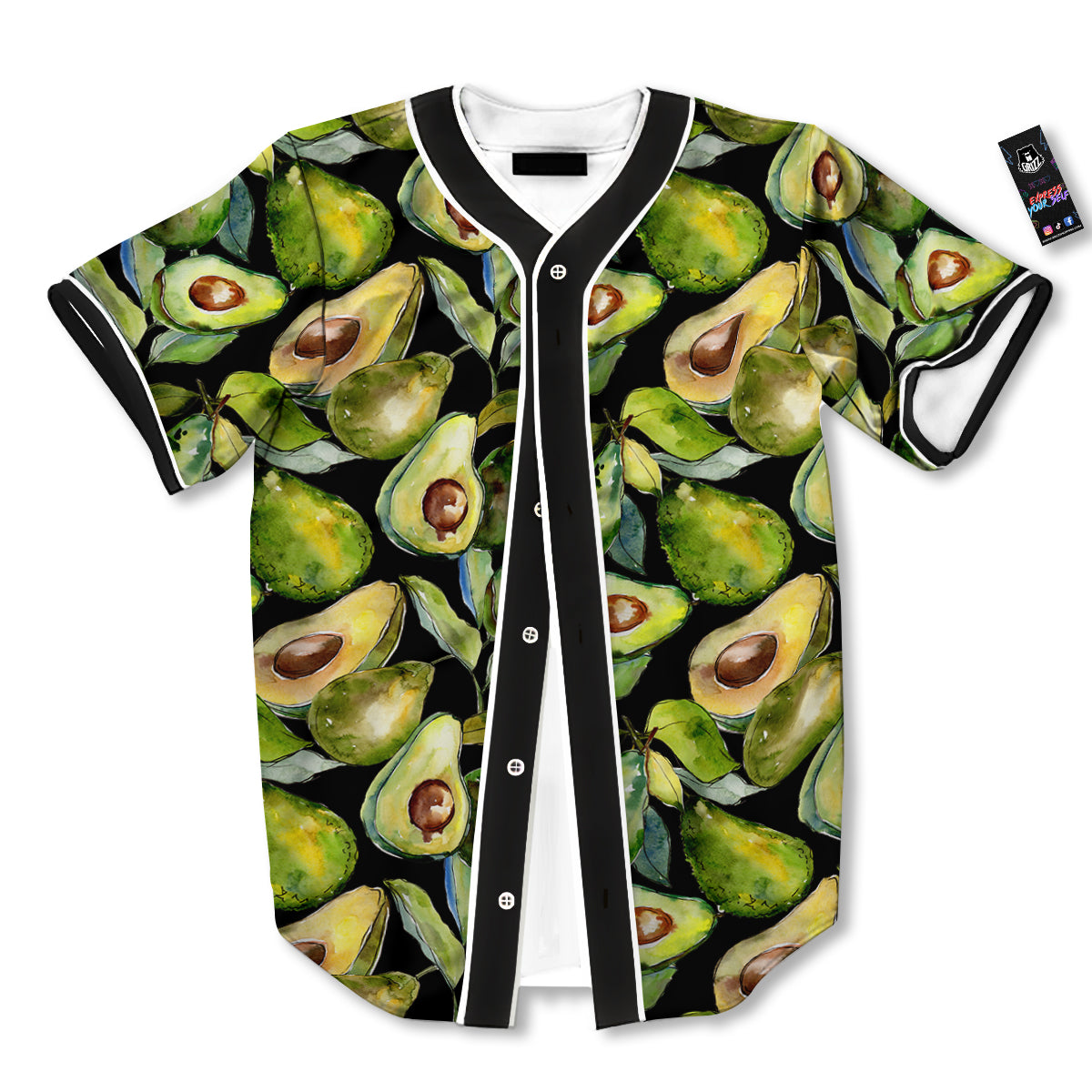 Avocado Watercolor Print Pattern Baseball Jersey-grizzshop