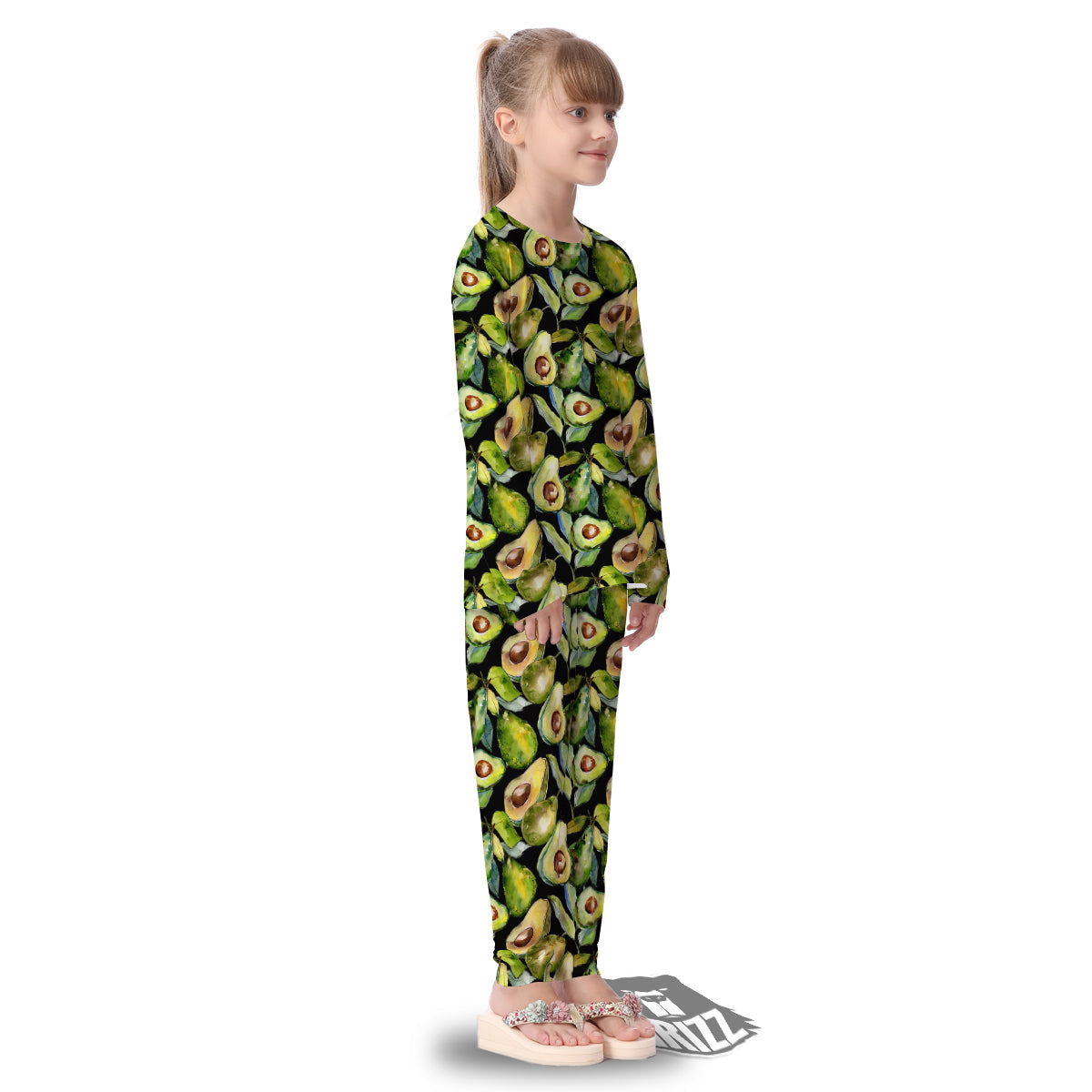 Avocado Watercolor Print Pattern Kid's Pajamas-grizzshop