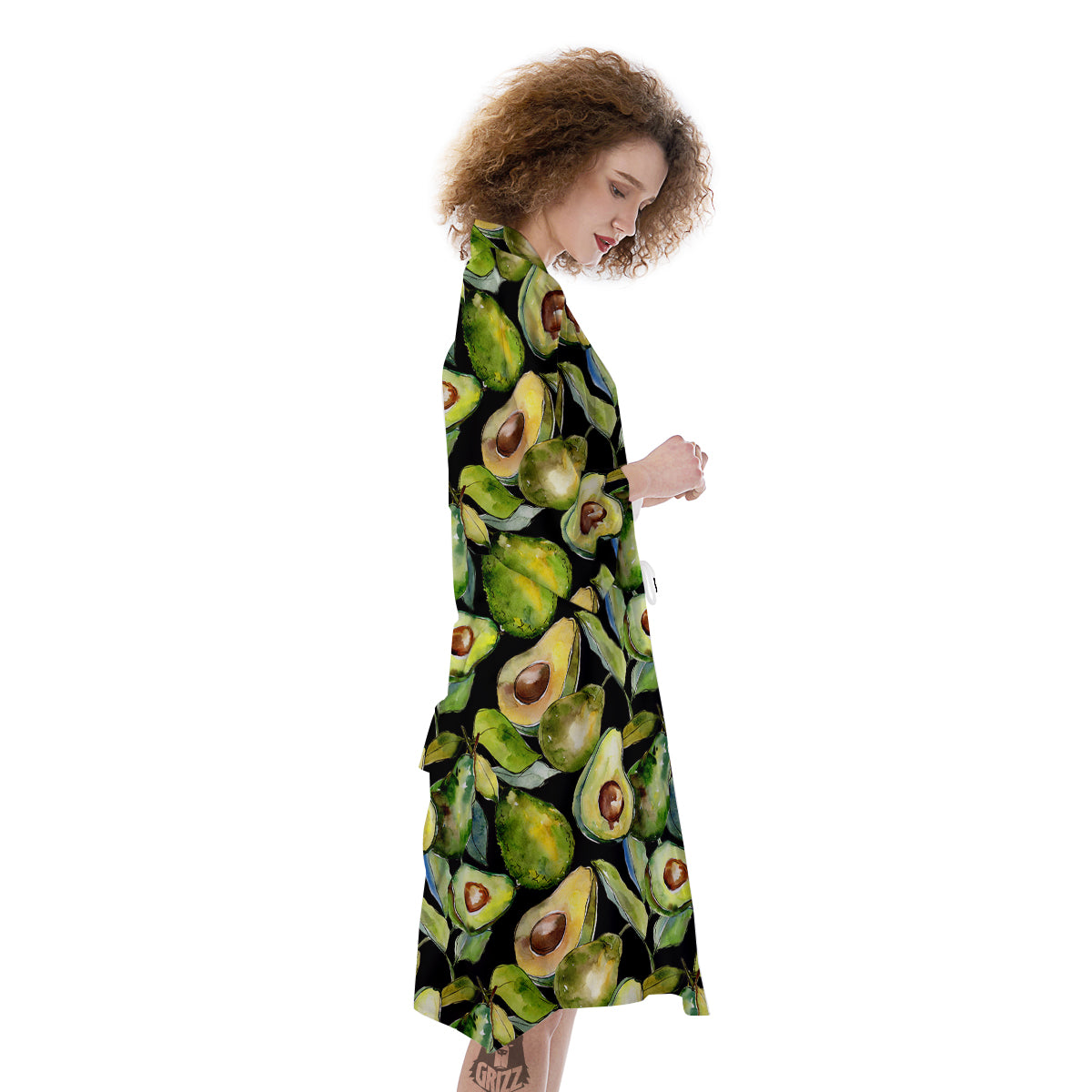 Avocado Watercolor Print Pattern Kimono-grizzshop