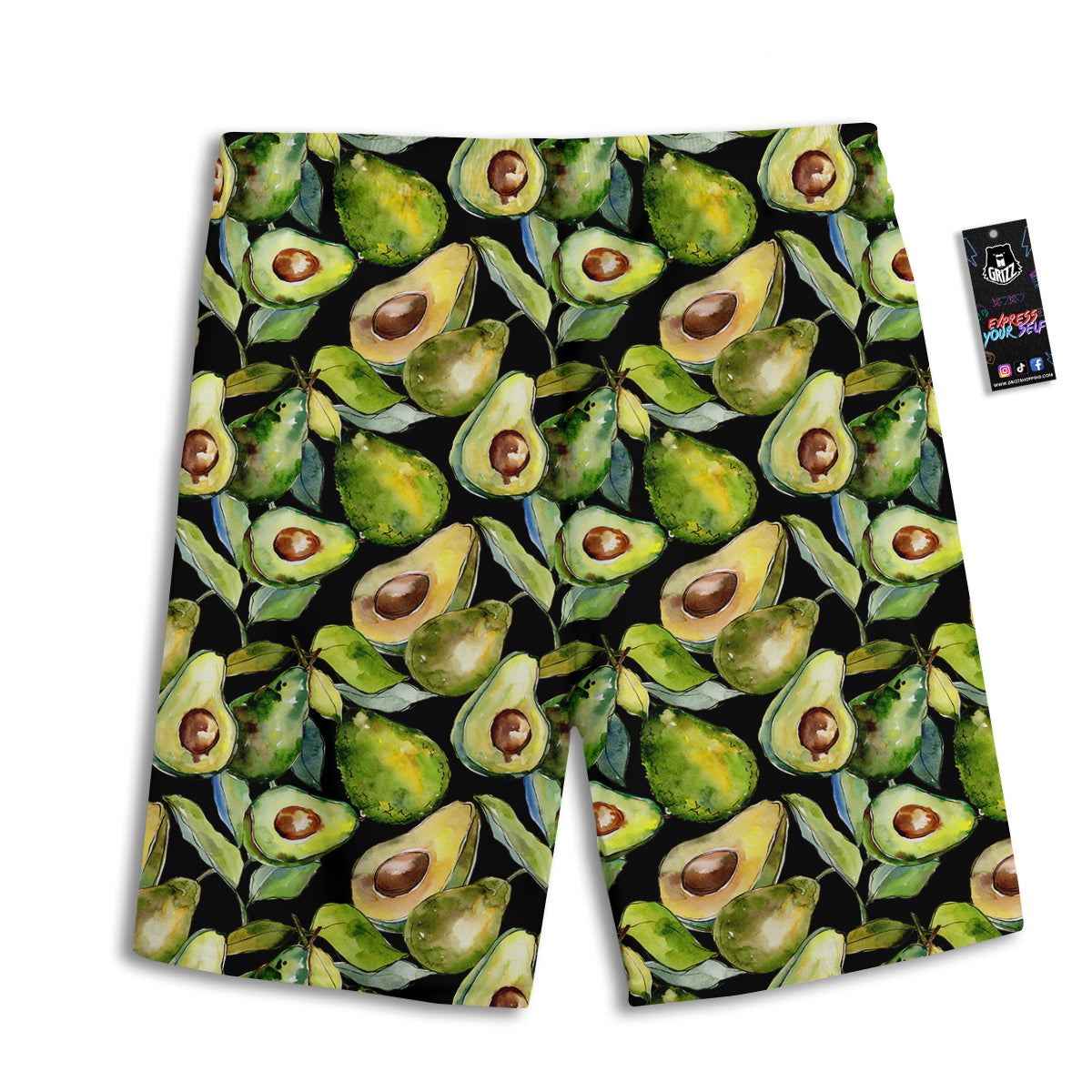 Avocado Watercolor Print Pattern Men's Athletic Shorts