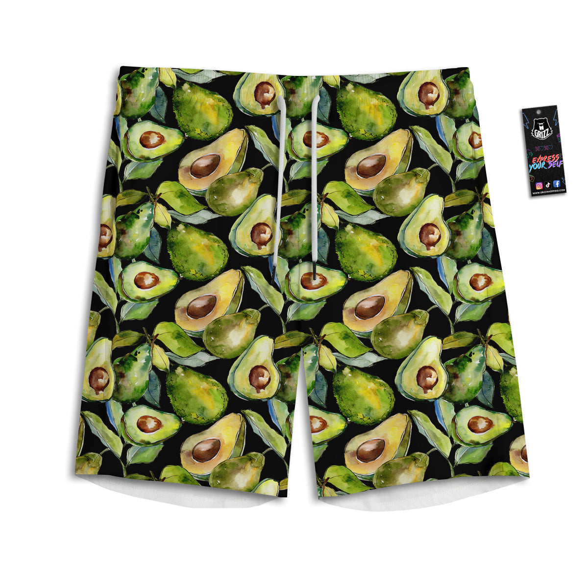 Avocado Watercolor Print Pattern Men's Athletic Shorts