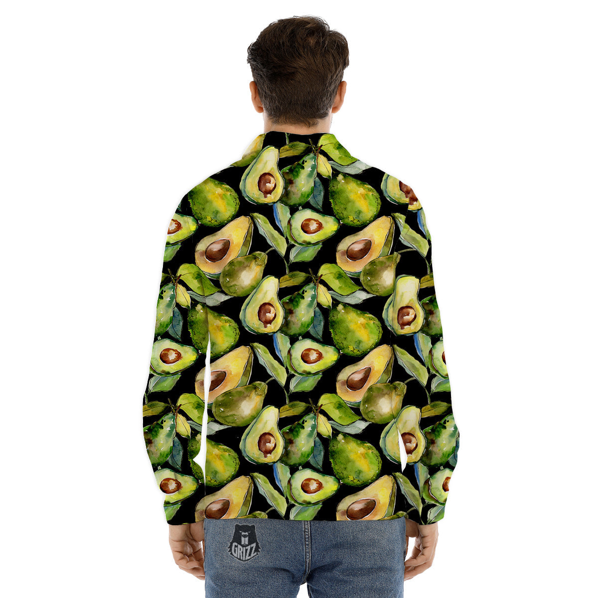 Avocado Watercolor Print Pattern Men's Dress Shirts-grizzshop