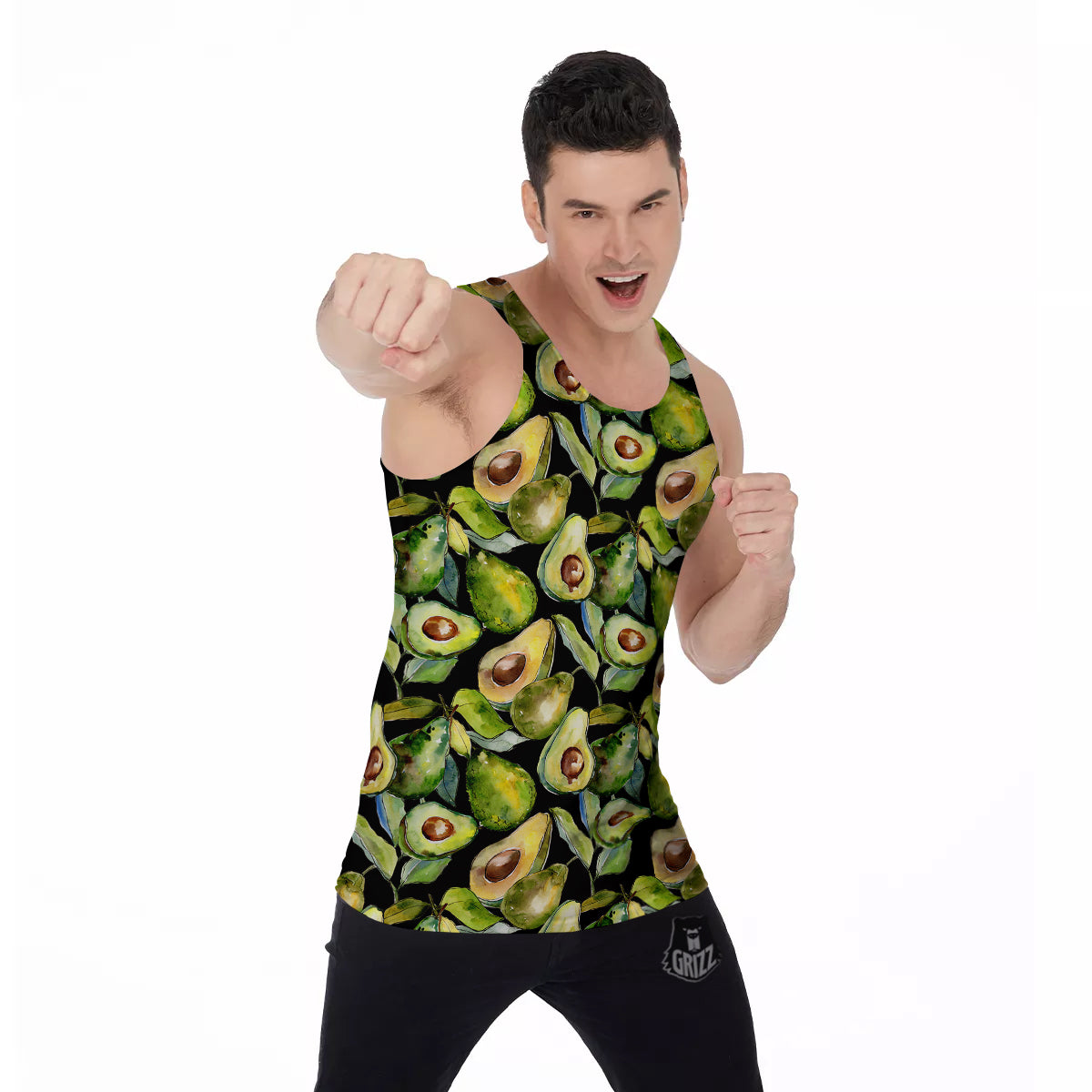 Avocado Watercolor Print Pattern Men's Tank Top-grizzshop