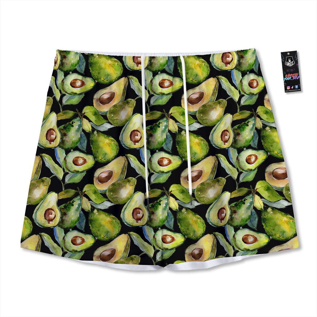 Avocado Watercolor Print Pattern Mesh Shorts