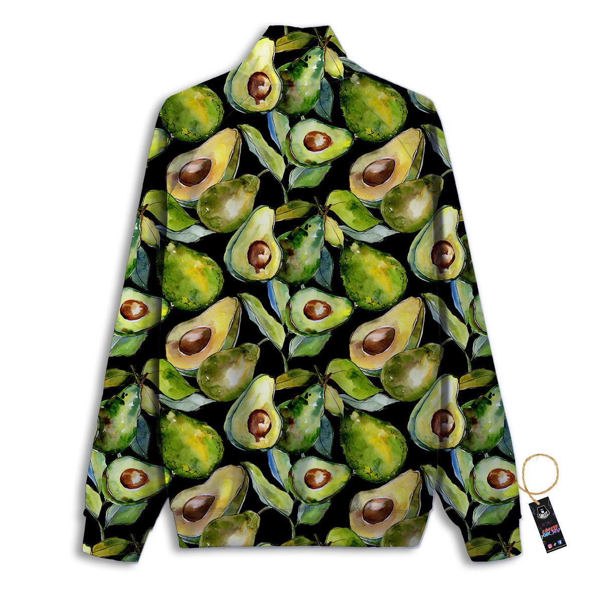 Avocado Watercolor Print Pattern Track Jacket-grizzshop