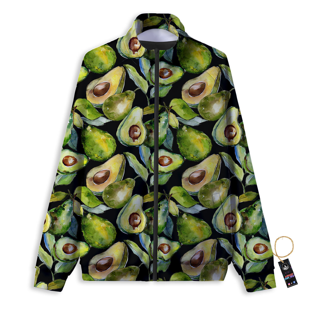 Avocado Watercolor Print Pattern Track Jacket-grizzshop
