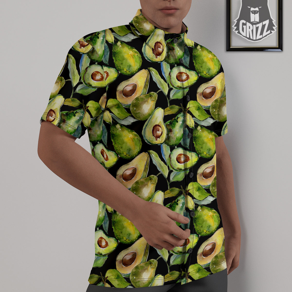 Avocado Watercolor Print Pattern Untucked Shirts-grizzshop