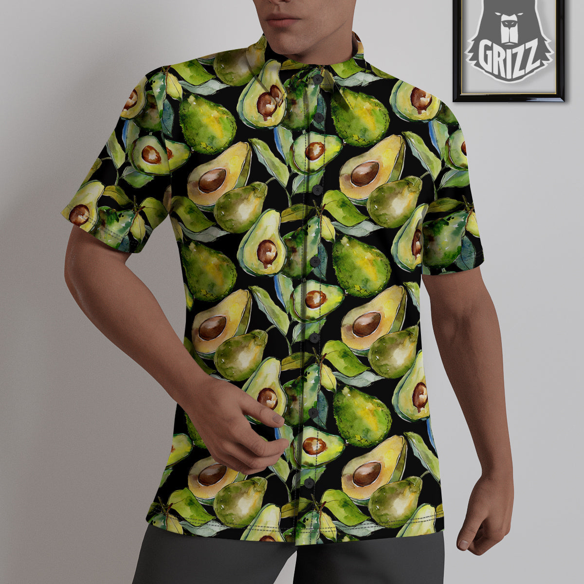 Avocado Watercolor Print Pattern Untucked Shirts-grizzshop