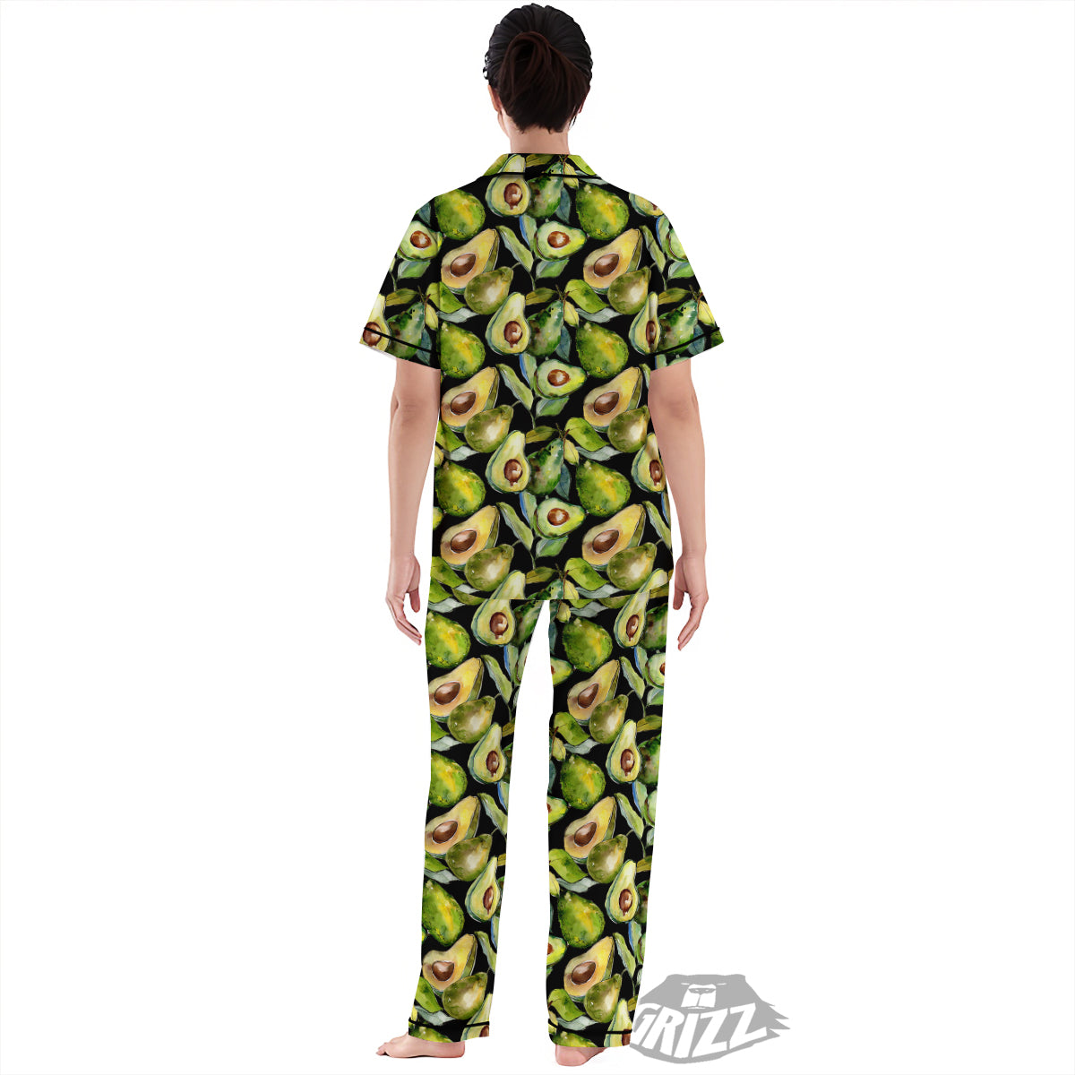 Avocado Watercolor Print Pattern Women's Pajamas Set-grizzshop