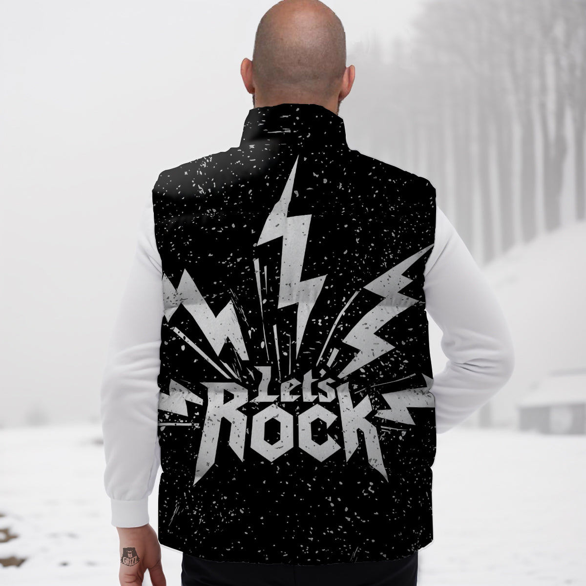 Avocado Yellow Patttern Print Down Vest