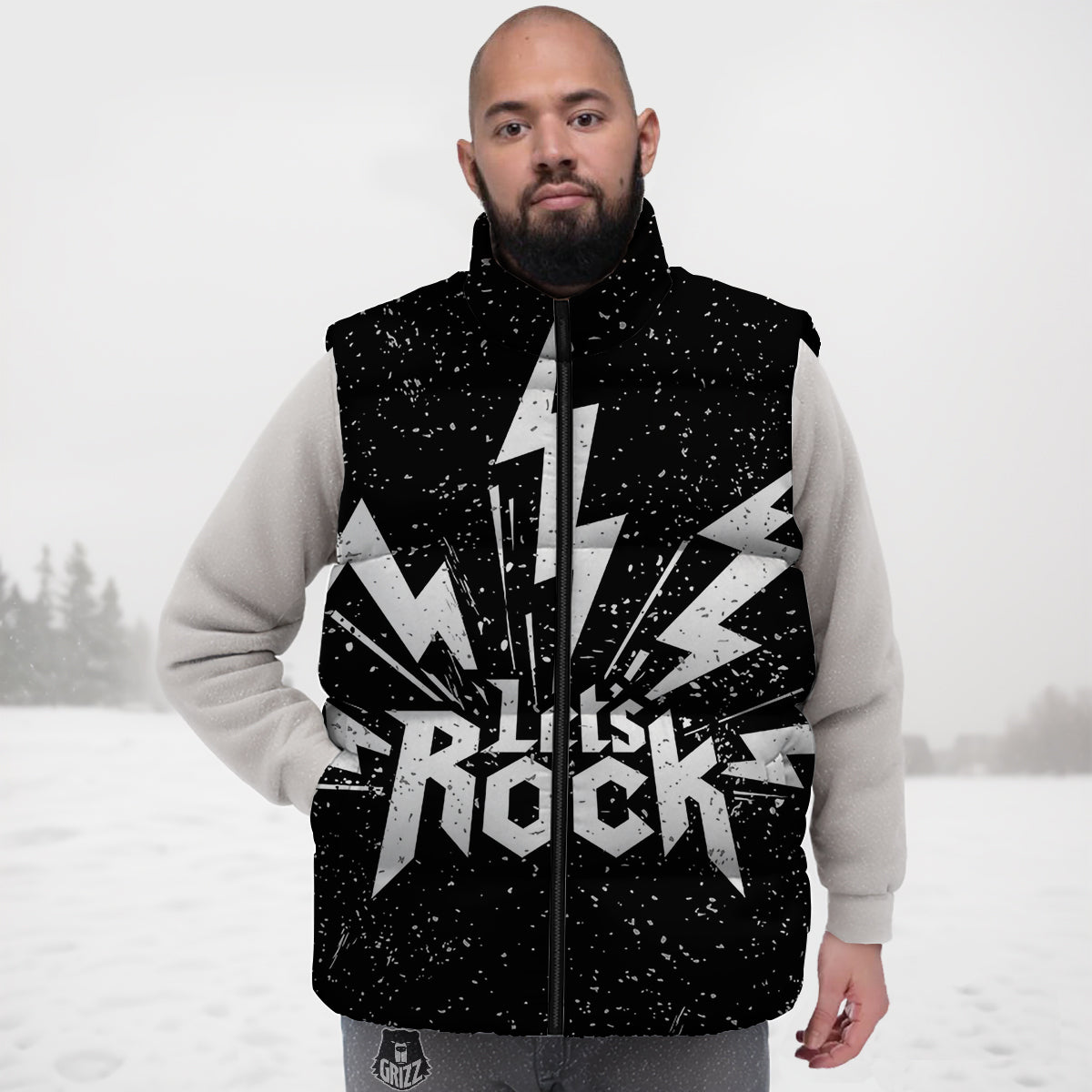 Avocado Yellow Patttern Print Down Vest