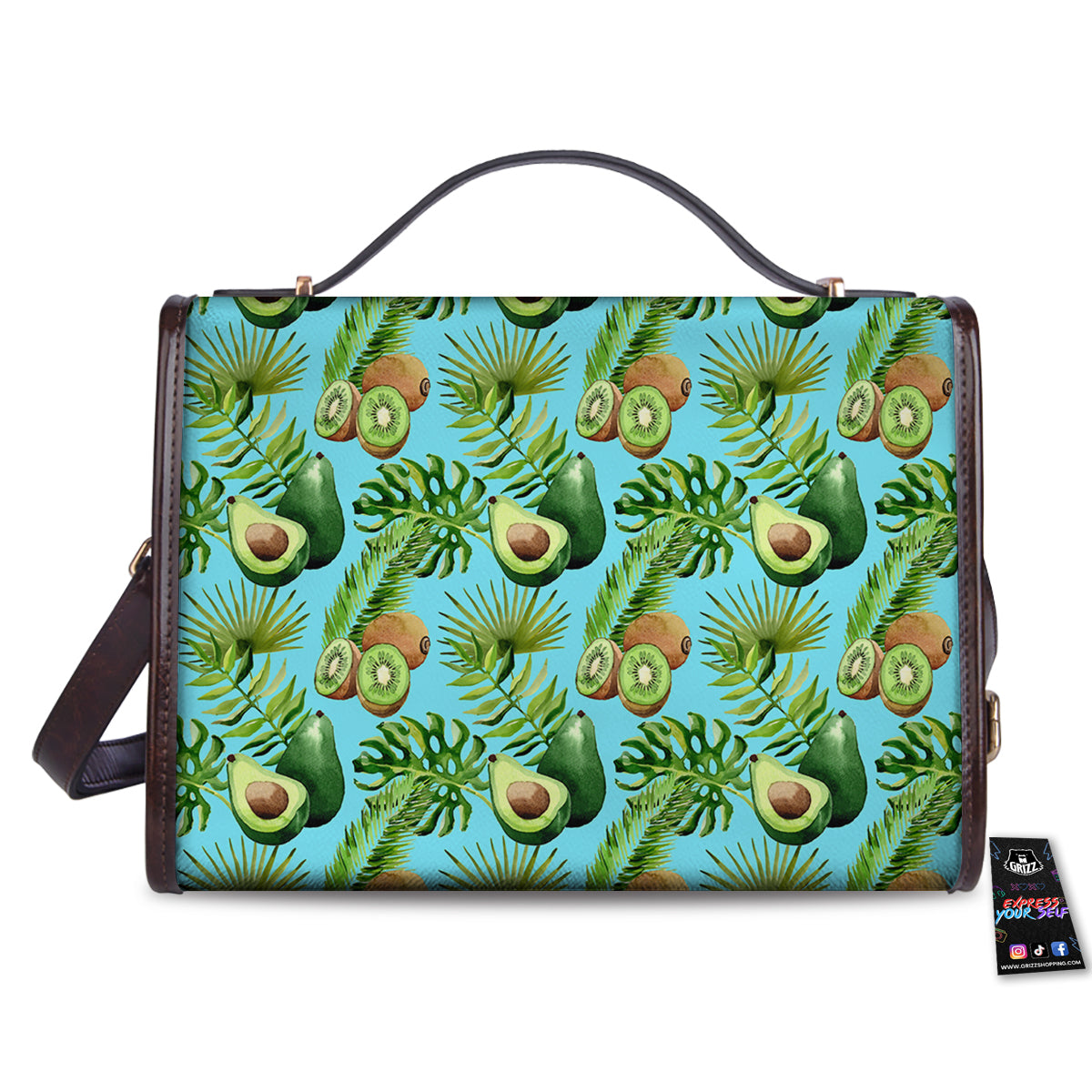 Avocado And Watercolor Kiwi Print Pattern Women's Satchel Bag