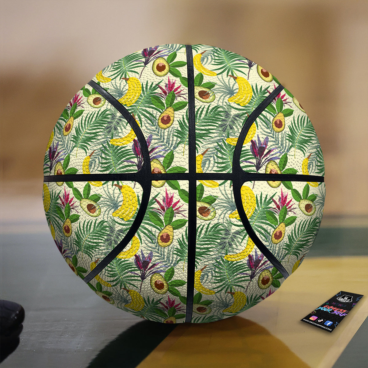 Avocado Banana Leaf Print Pattern Basketball