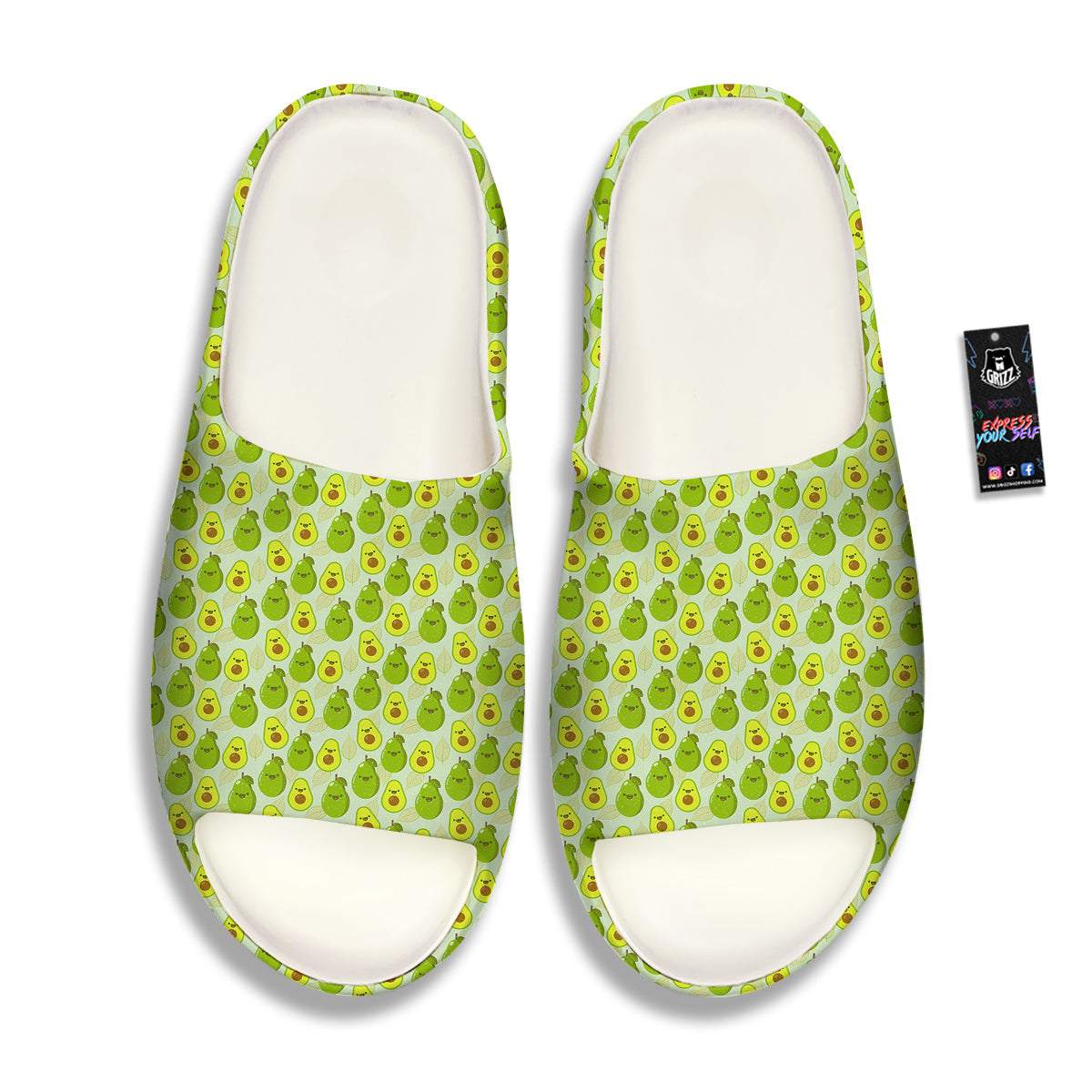 Avocado Cartoon Print Pattern Sandals-grizzshop