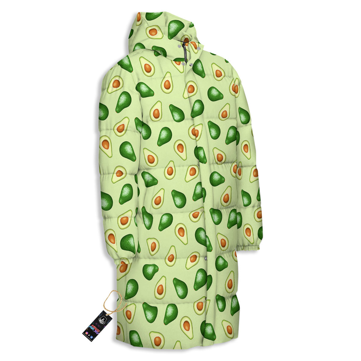 Avocado Half Cut Print Long Down Jacket