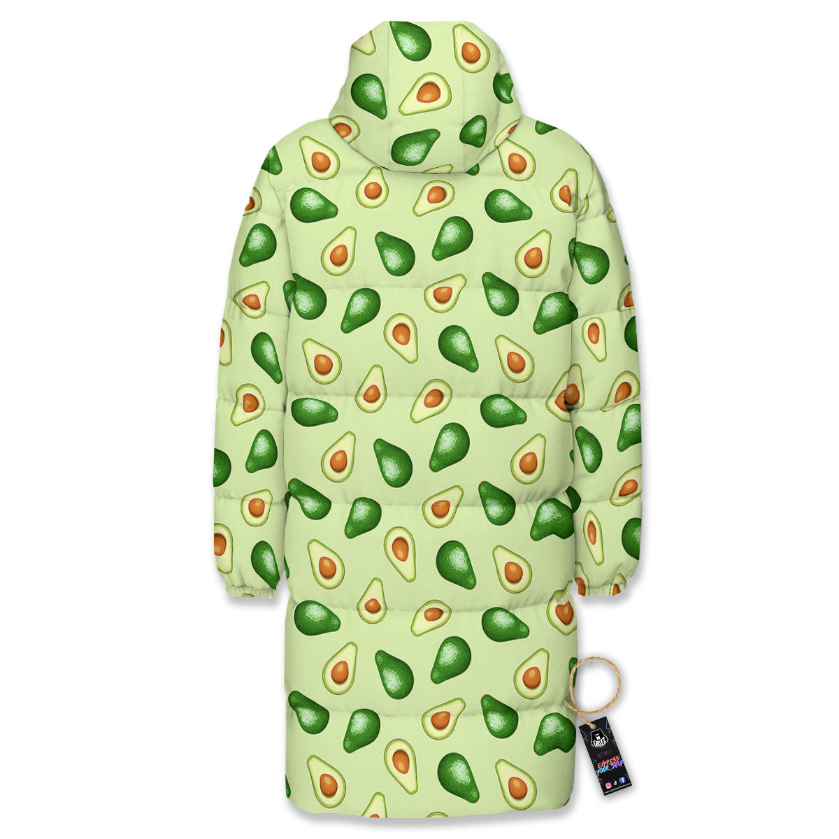 Avocado Half Cut Print Long Down Jacket