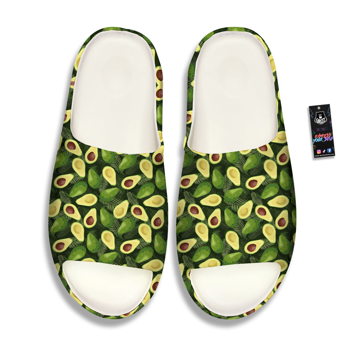 Avocado Half Cut Print Pattern Sandals-grizzshop
