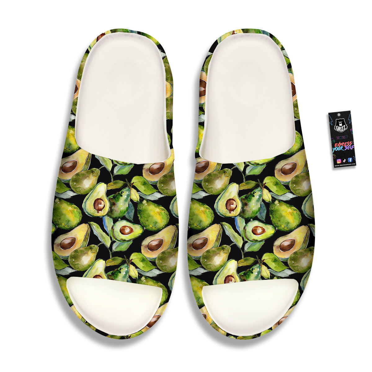 Avocado Watercolor Print Pattern Sandals-grizzshop