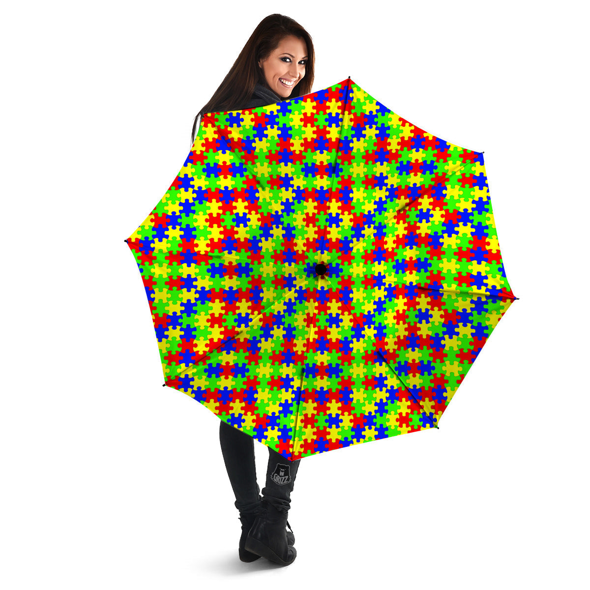 Awareness Jigsaw Colorful Autism Print Umbrella-grizzshop