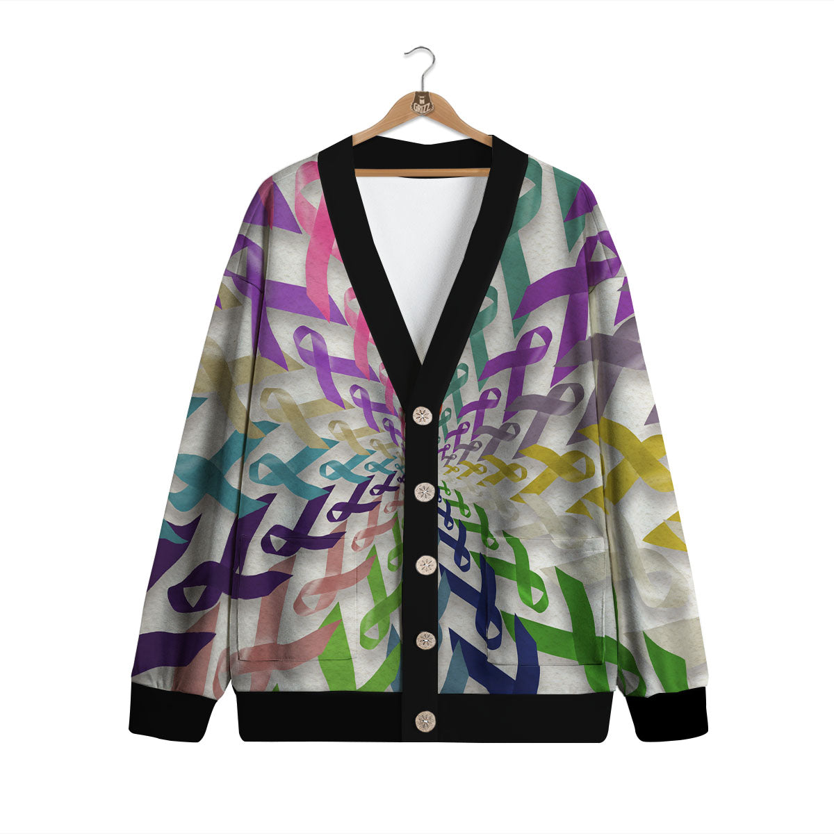 Awareness Mandala Cancer Print Cardigan-grizzshop