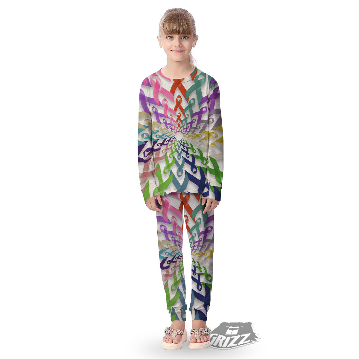 Awareness Mandala Cancer Print Kid's Pajamas-grizzshop