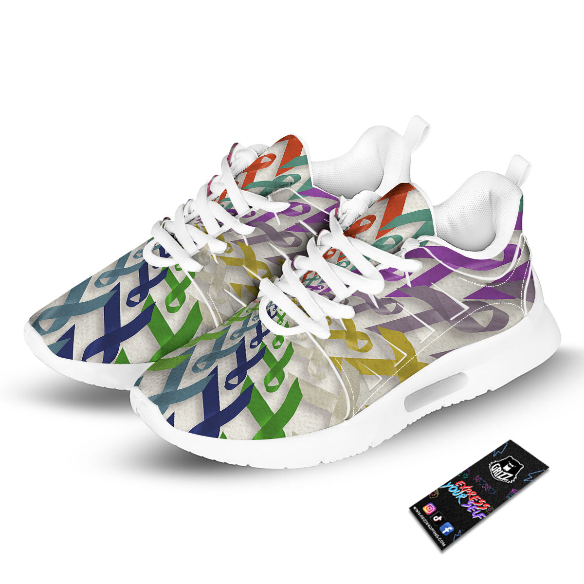 Awareness Mandala Cancer Print Tennis Shoes-grizzshop