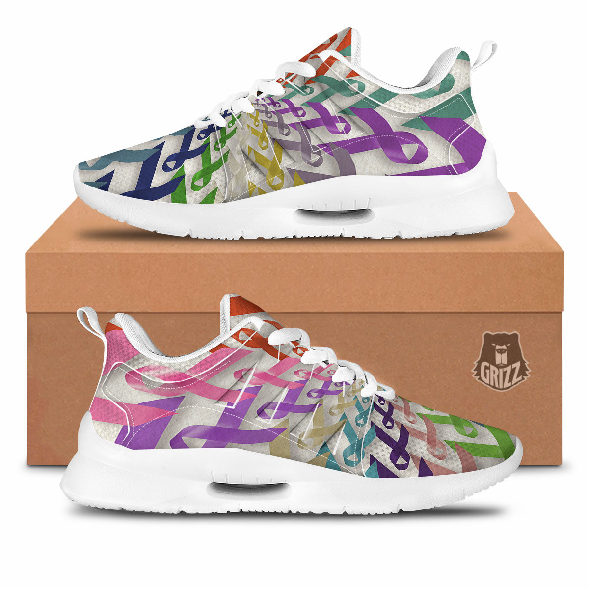 Awareness Mandala Cancer Print Tennis Shoes-grizzshop