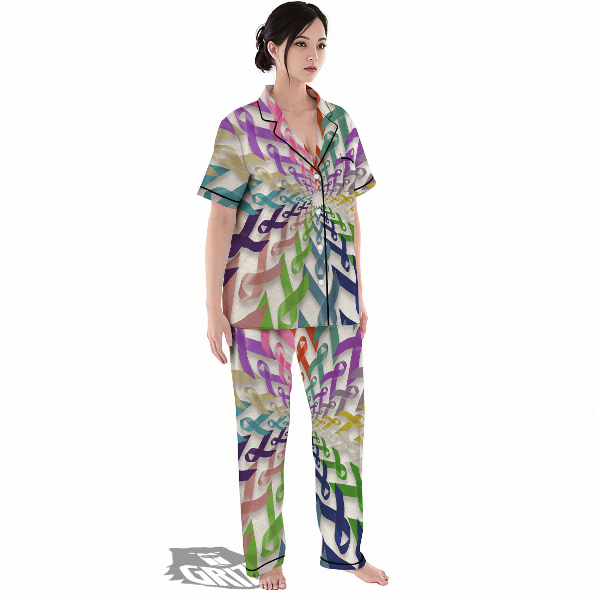 Awareness Mandala Cancer Print Women's Pajamas Set-grizzshop