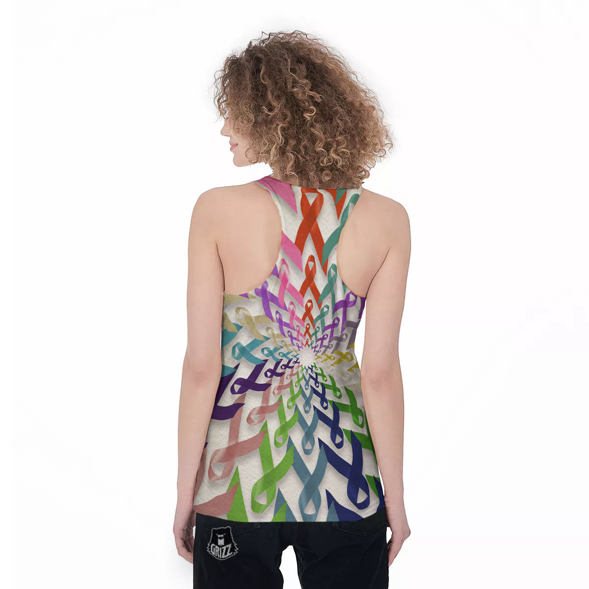 Awareness Mandala Cancer Print Women's Racerback Tank Top-grizzshop