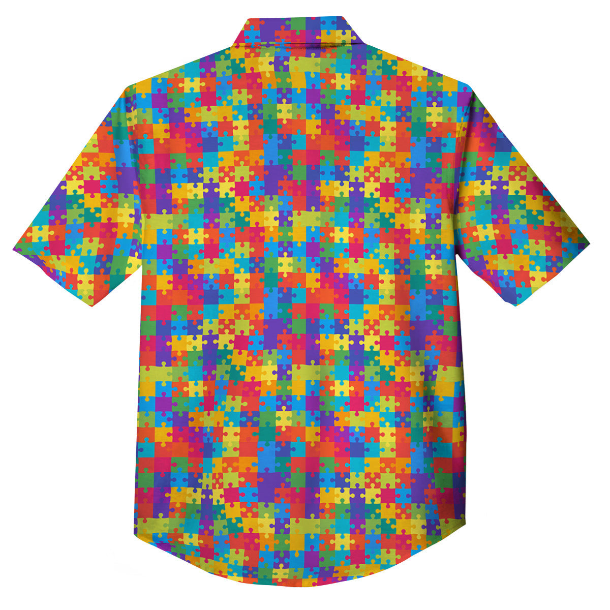 Awareness Puzzle Colorful Autism Print Button Up Shirt-grizzshop