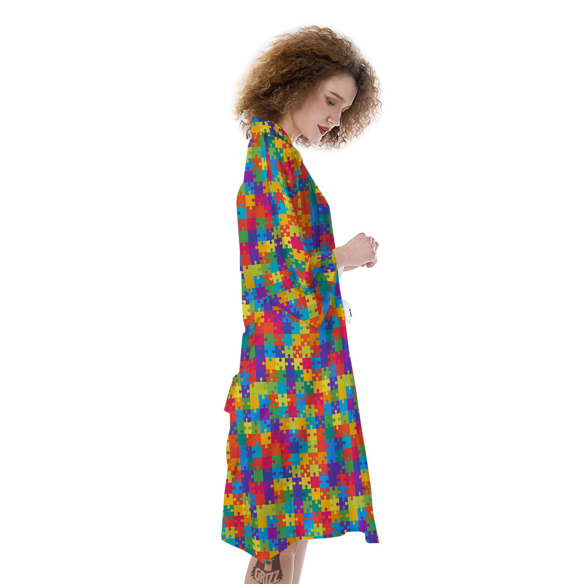 Awareness Puzzle Colorful Autism Print Kimono-grizzshop