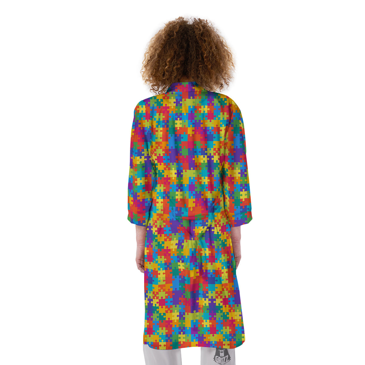 Awareness Puzzle Colorful Autism Print Kimono-grizzshop