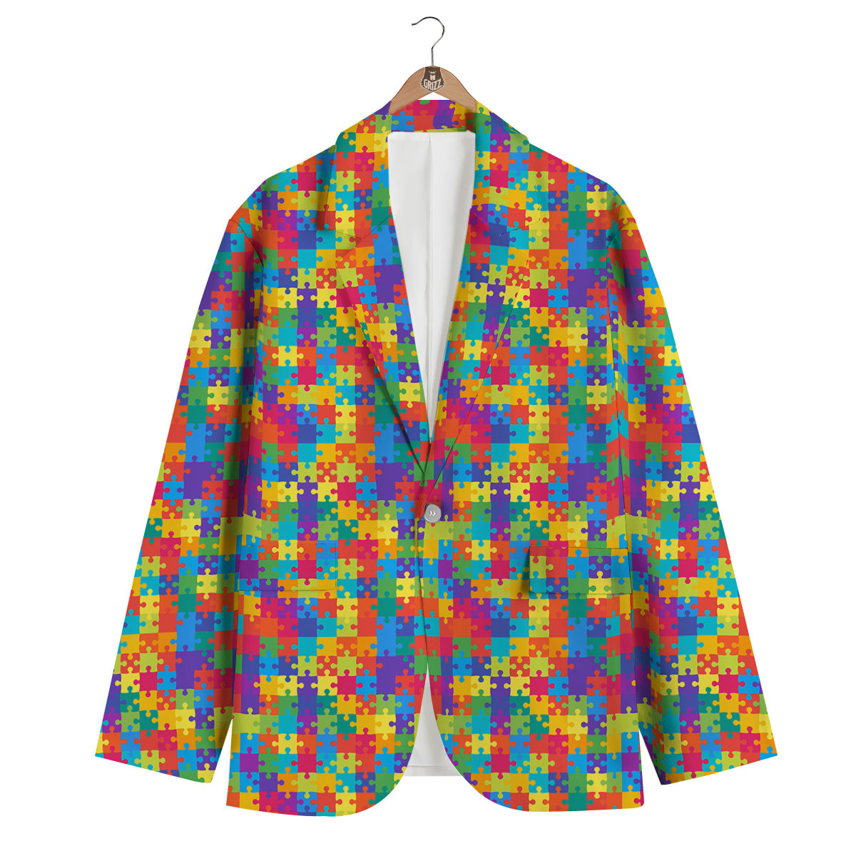 Awareness Puzzle Colorful Autism Print Men's Blazer-grizzshop