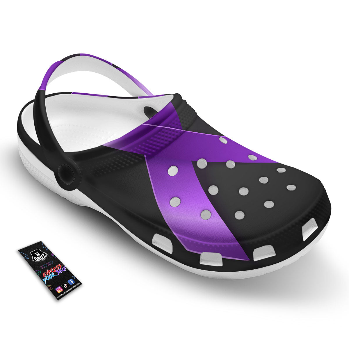 Awareness Ribbon Purple Cancer Print Clog-grizzshop