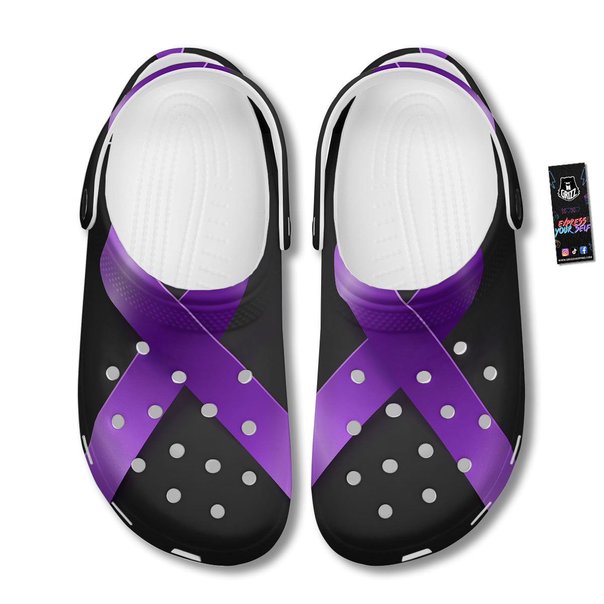 Awareness Ribbon Purple Cancer Print Clog-grizzshop