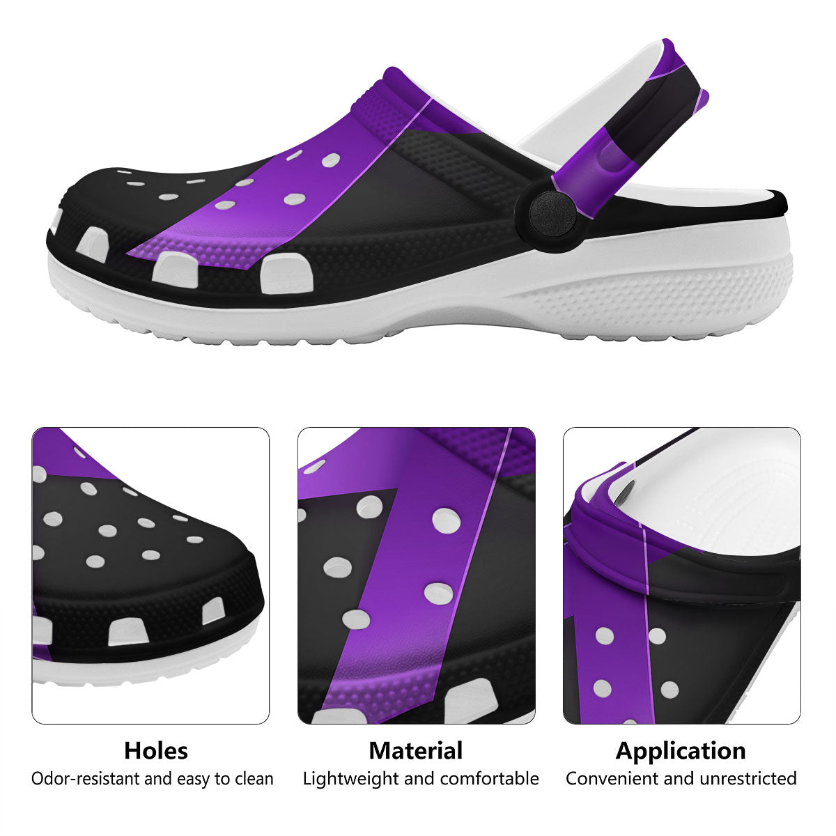 Awareness Ribbon Purple Cancer Print Clog-grizzshop