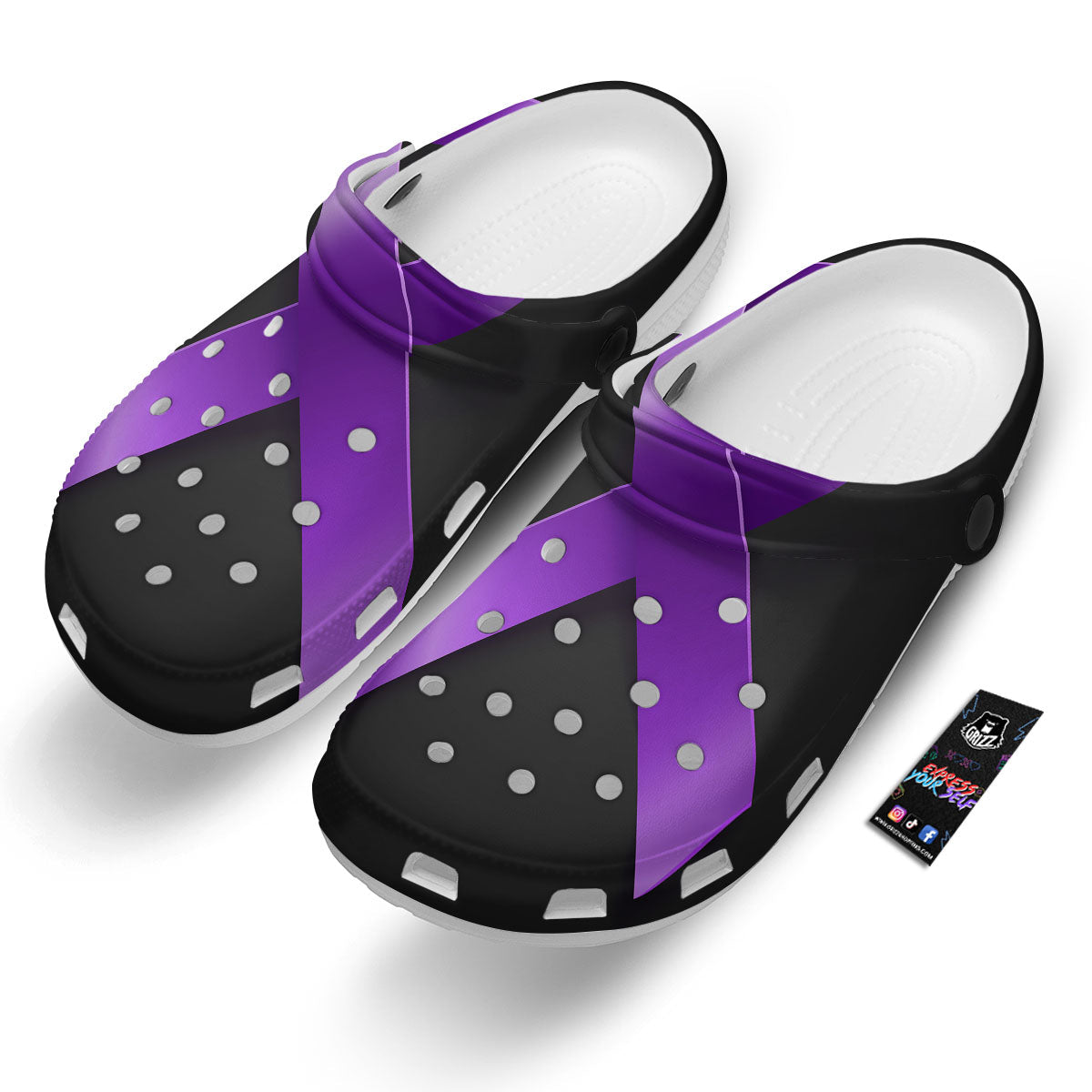 Awareness Ribbon Purple Cancer Print Clog-grizzshop