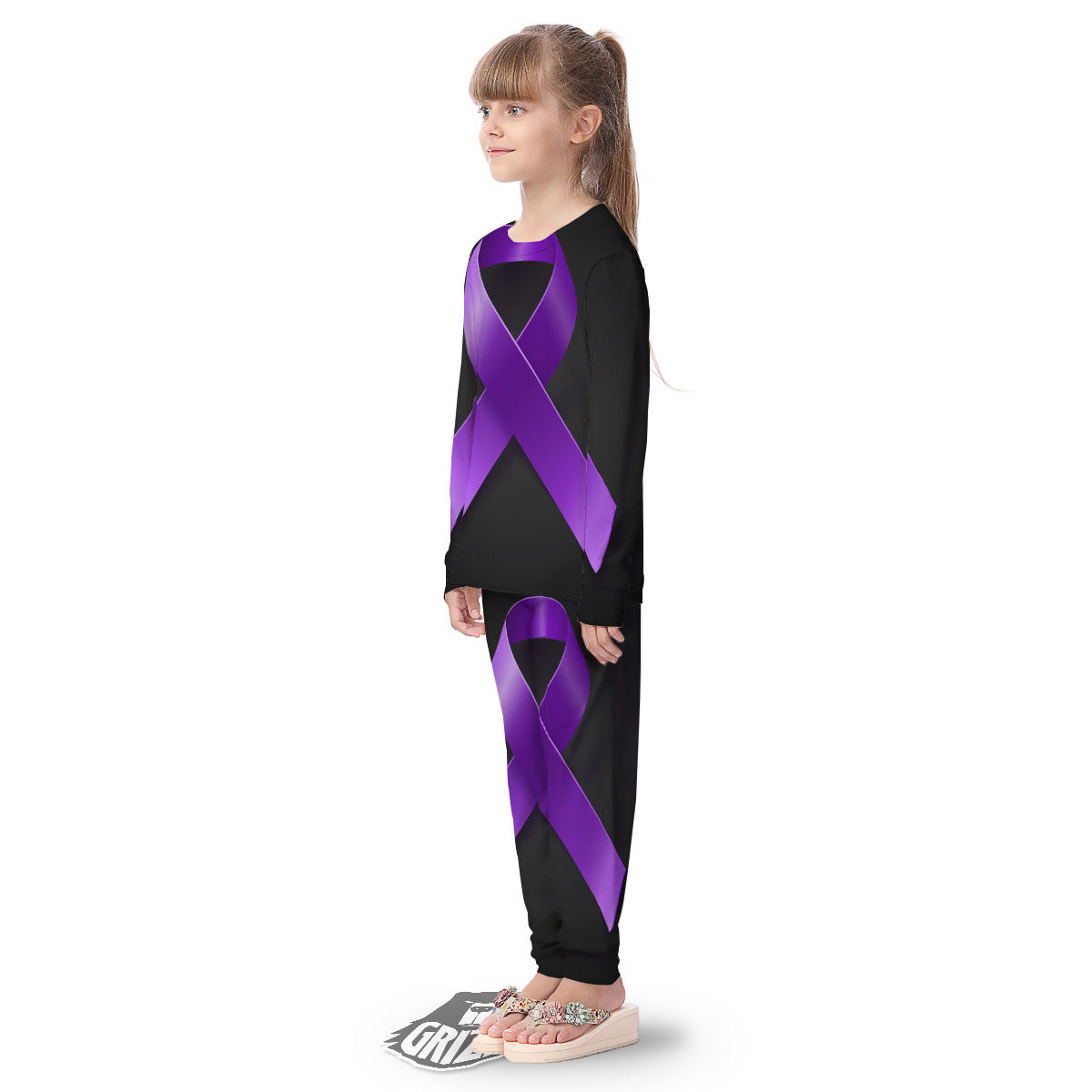 Awareness Ribbon Purple Cancer Print Kid's Pajamas-grizzshop