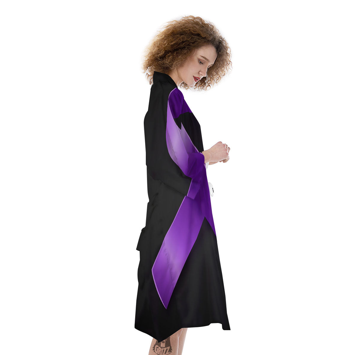 Awareness Ribbon Purple Cancer Print Kimono-grizzshop