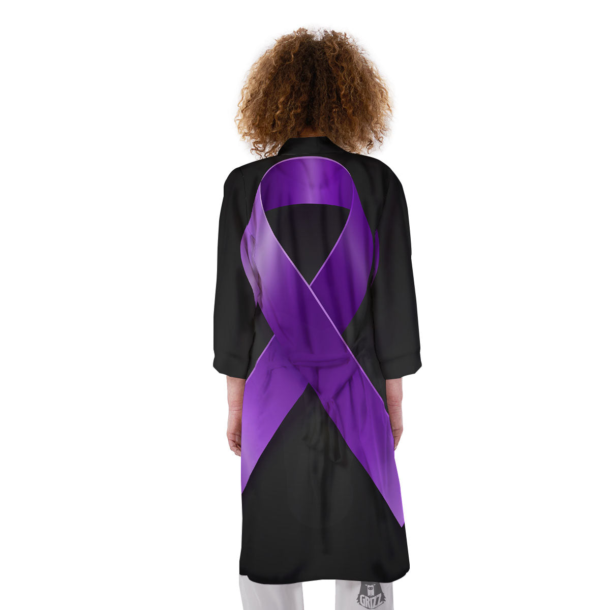 Awareness Ribbon Purple Cancer Print Kimono-grizzshop