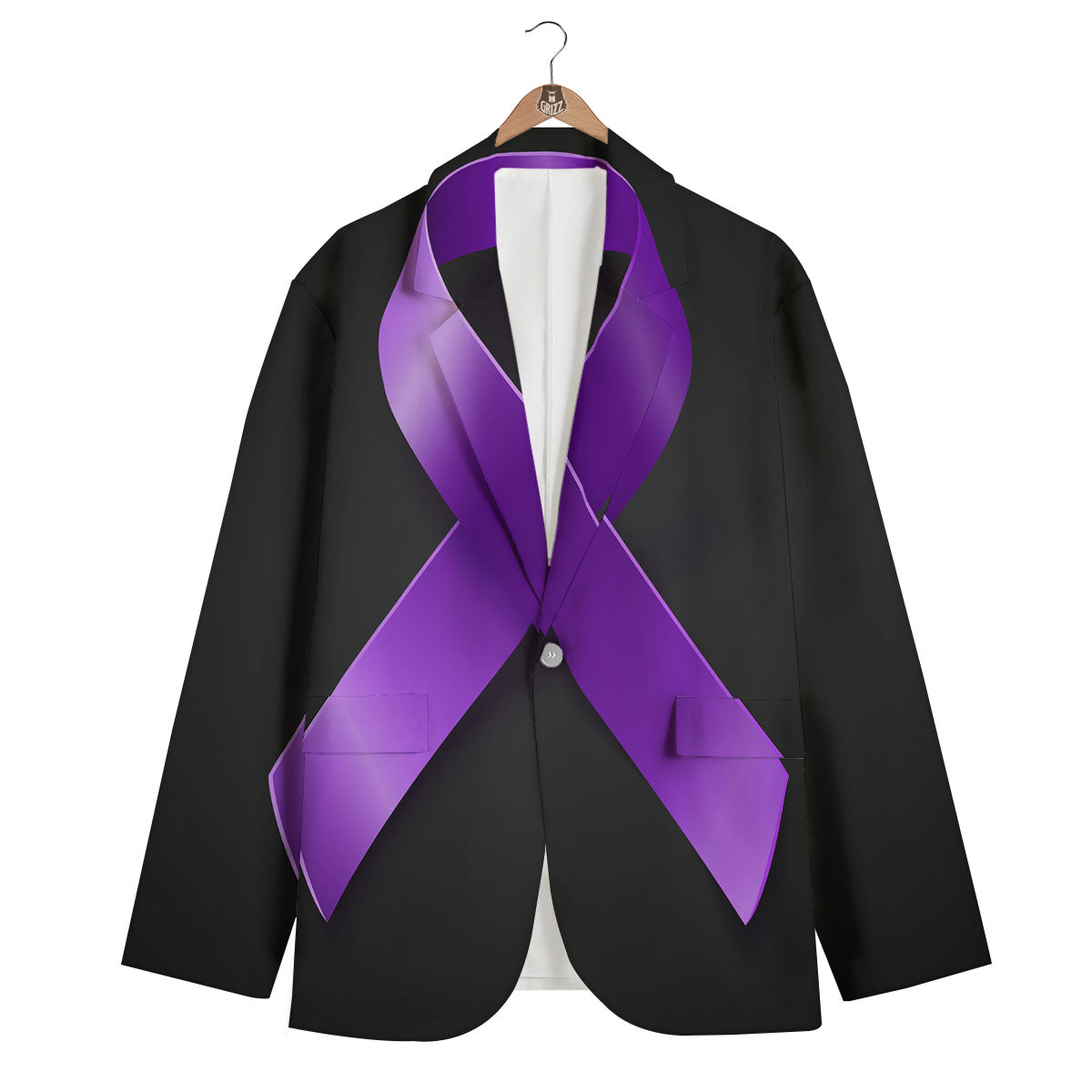 Awareness Ribbon Purple Cancer Print Men's Blazer-grizzshop