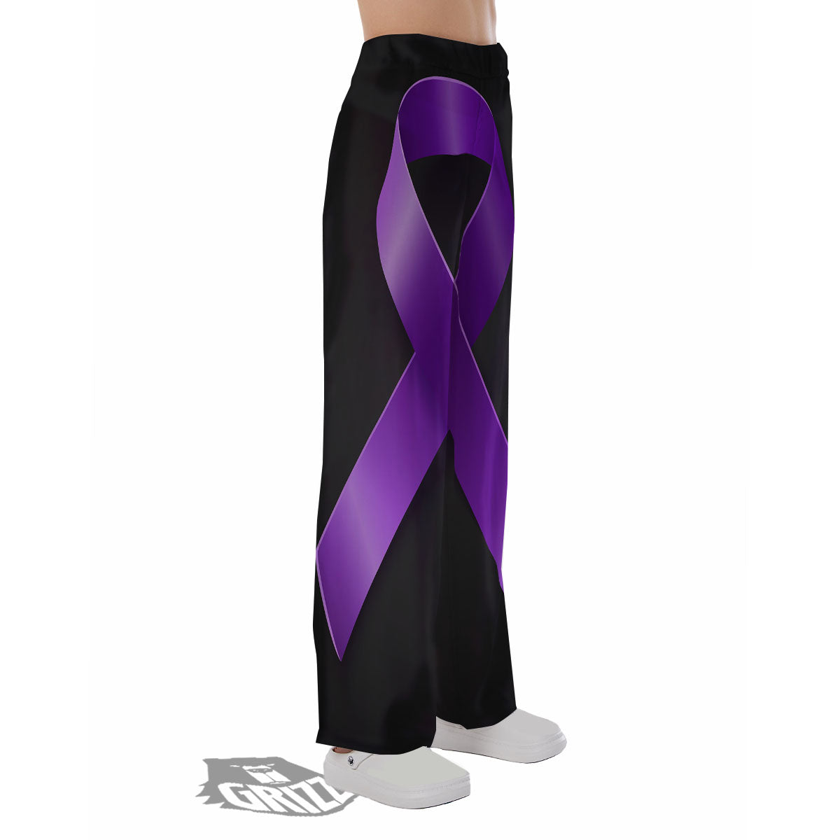 Awareness Ribbon Purple Cancer Print Pajama Pants-grizzshop