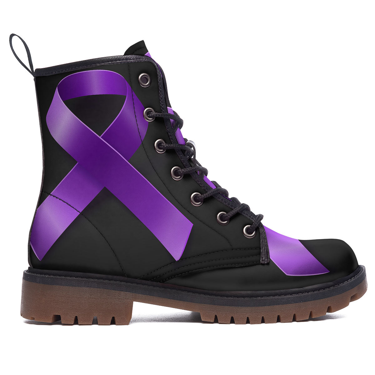 Awareness Ribbon Purple Cancer Print Work Boots-grizzshop