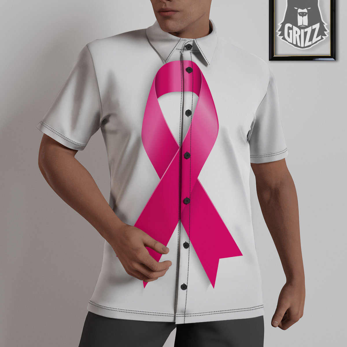 Awareness Ribbons Cancer Print Untucked Shirts-grizzshop
