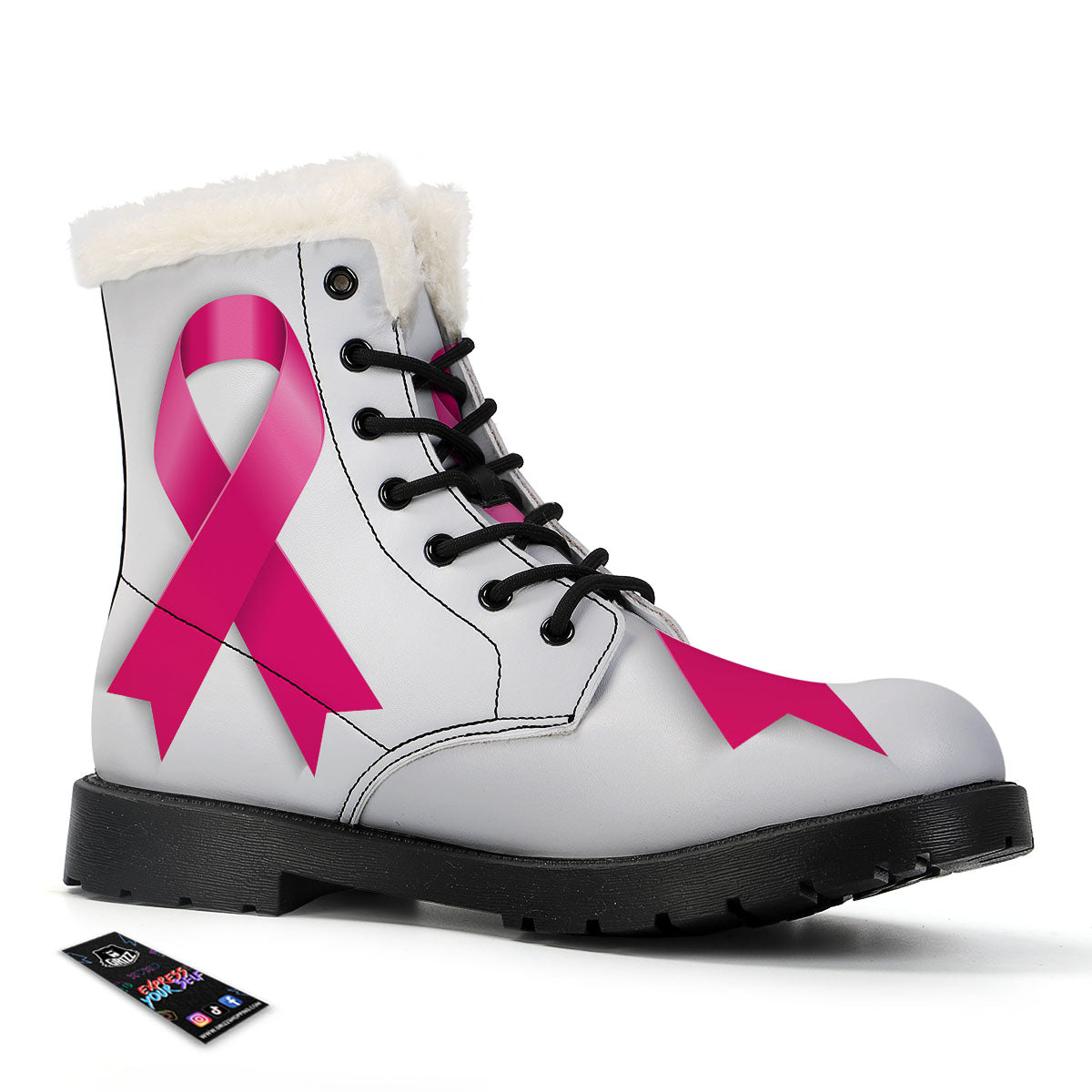 Awareness Ribbons Cancer Print Winter Boots-grizzshop
