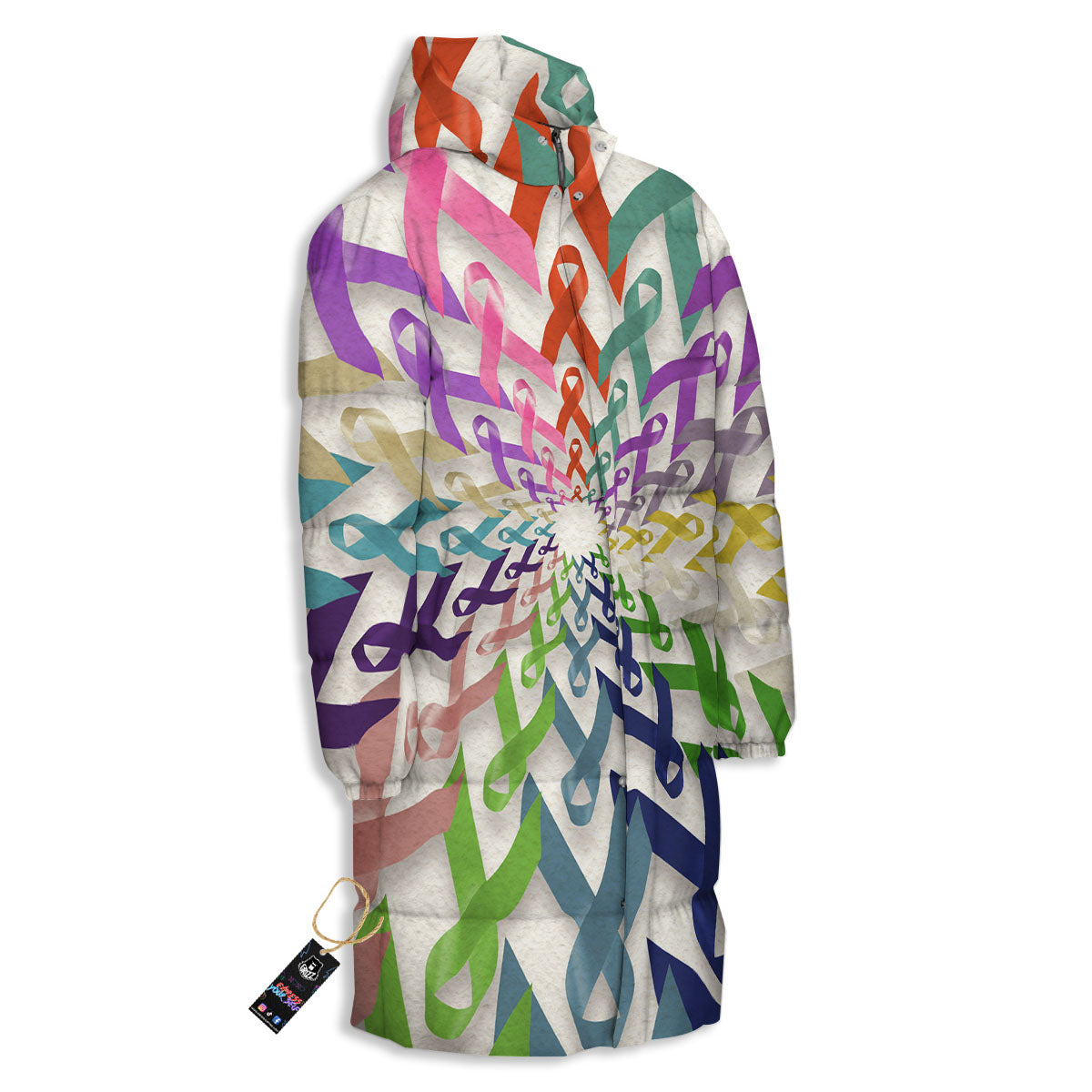 Awareness Mandala Cancer Print Long Down Jacket
