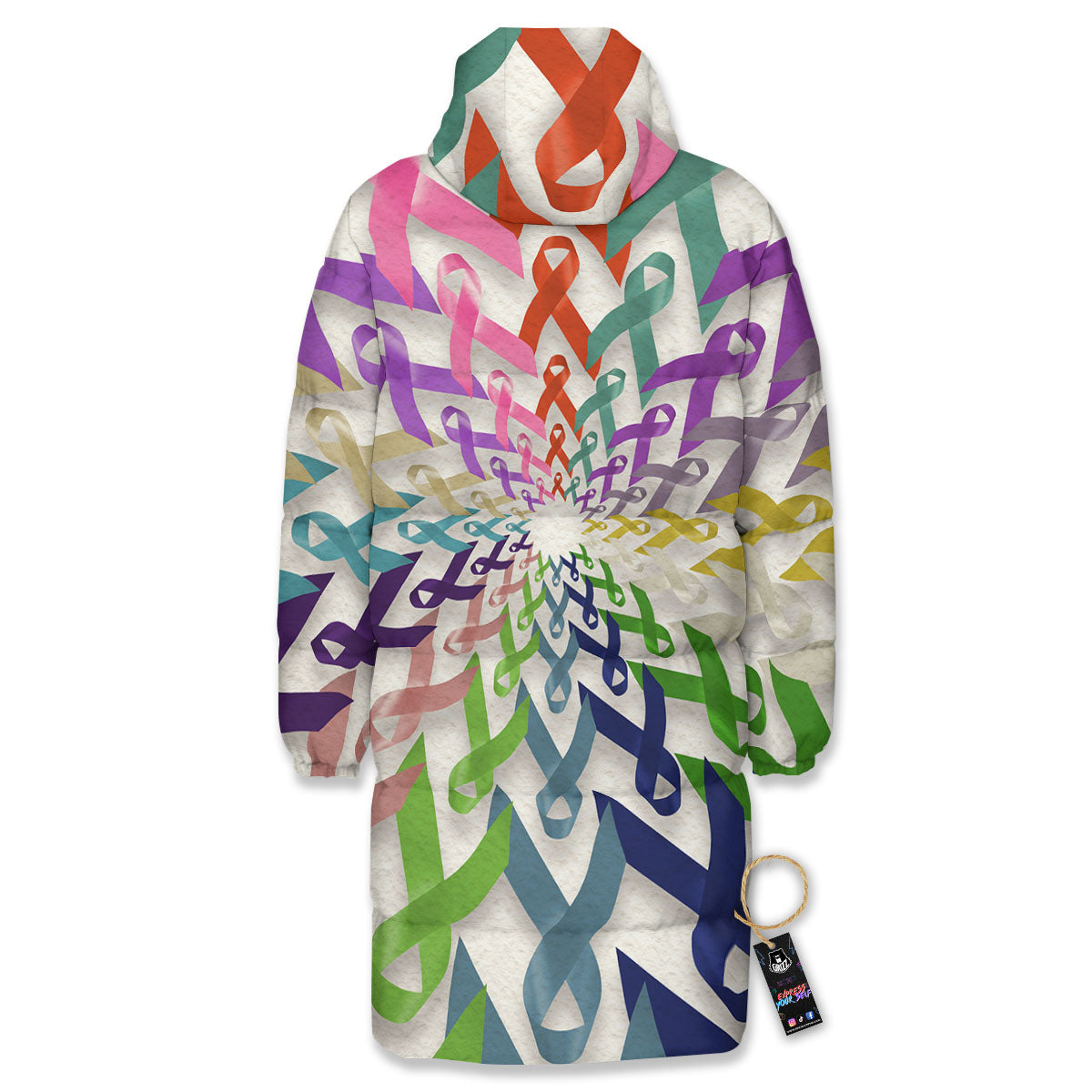 Awareness Mandala Cancer Print Long Down Jacket