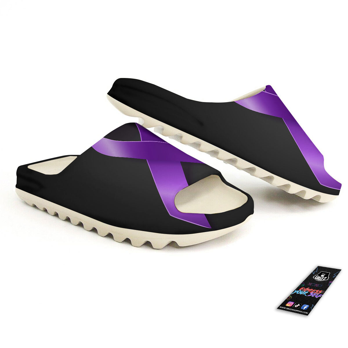 Awareness Ribbon Purple Cancer Print Sandals-grizzshop