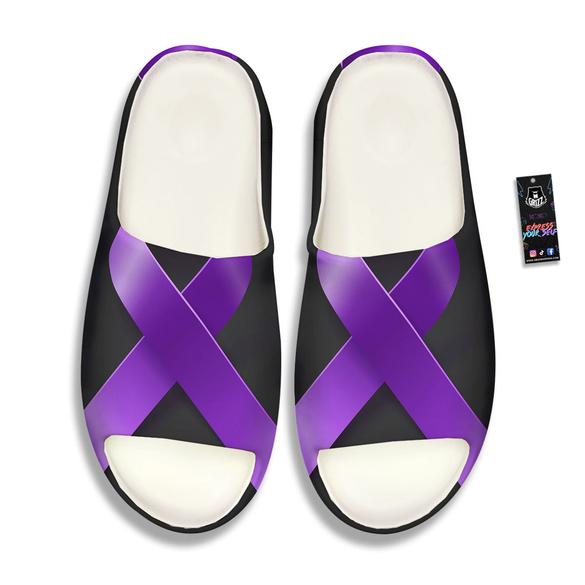 Awareness Ribbon Purple Cancer Print Sandals-grizzshop